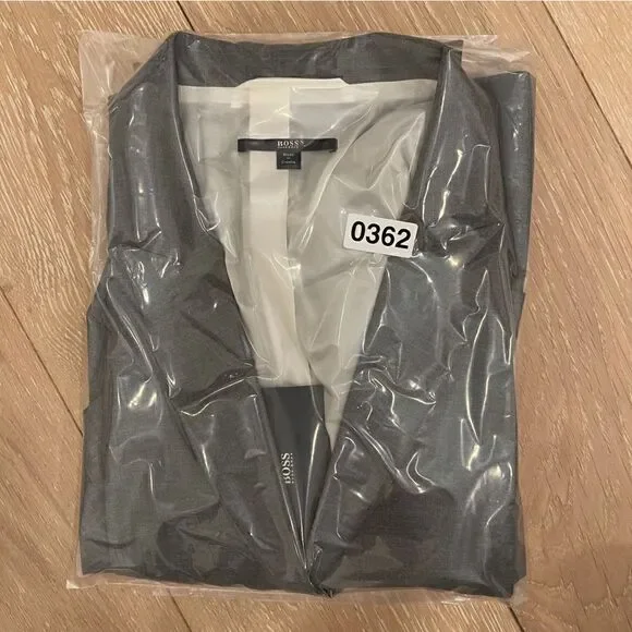 BOSS HUGO BOSS Jadena Jacket Blazer Stretch Wool Two Button Gray - Picture 10 of 10